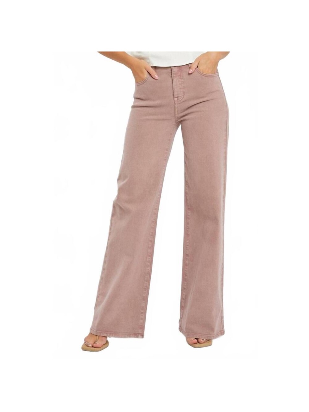 High-Rise Wide Leg Jeans in Dusty Rose